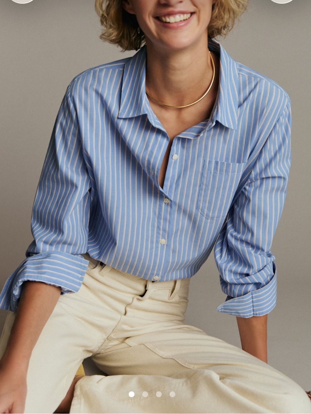 Sézane Tomboy Shirt in Blue Stripe